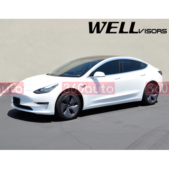 Дефлекторы окон на Tesla Model 3 2017- хромированные Premium Series WELLvisors 3-847TE001