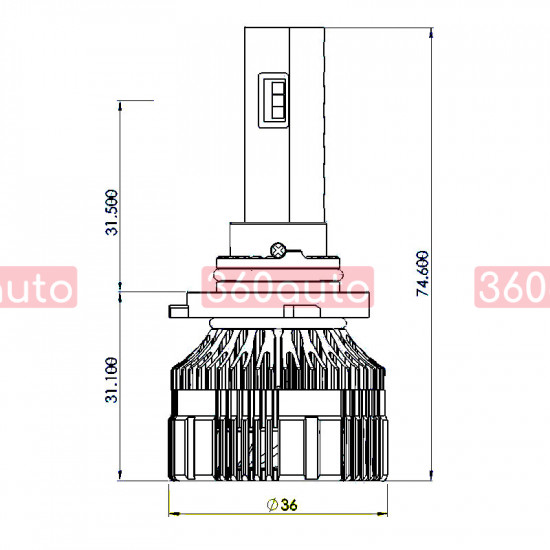 Світлодіодні (LED) лампи Aled HB3 (9005), HB4 (9006)40W 6000К в лінзовану оптику