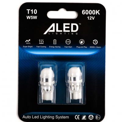 Світлодіодні (LED) лампи Aled T10 (W5W)1W 6000К Габаритный свет