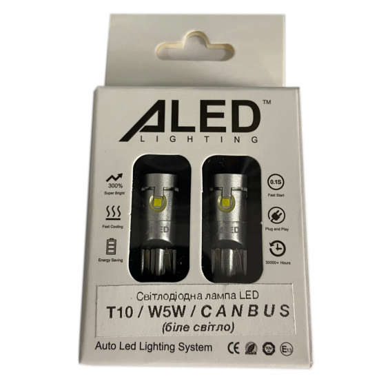 Світлодіодні (LED) лампи Aled T10 (W5W) Canbus2,5W 6000К Безцоколь + canbus (габарит)
