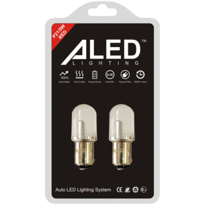Світлодіодні (LED) лампи Aled 1157 (P21/5W) BAY15D - Red3W 6000К Стоп-сигнал