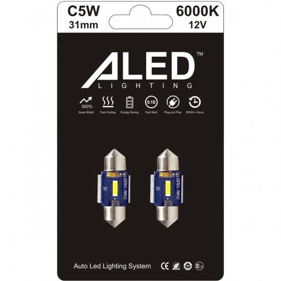 Світлодіодні (LED) лампи Aled Festoon (C5W) 31mm 0,63W 6000К Освещение салона, багажного отделения