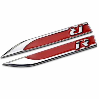 Автологотип шильдик эмблема надпись Volkswagen R-line на крылья красный хром Emblems 360787