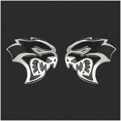 Автологотип шильдик емблема Hellcat Head black x2 Emblems360788
