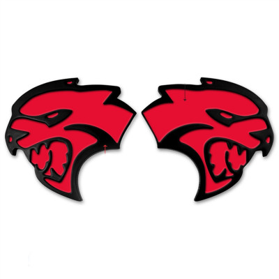 Автологотип шильдик эмблема Hellcat Head red x2 Emblems 360790