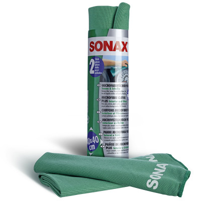 Набір серветок для скла, дзеркал, пластику з мікрофібри Sonax Microfibre Cloth Plus 40х40 см 2 шт 416541