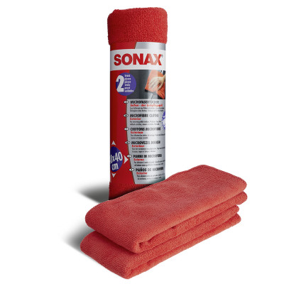 Набор салфеток из микрофибры для кузова красная 2 шт 40х40 см Sonax Microfibre Cloths Outside 416241