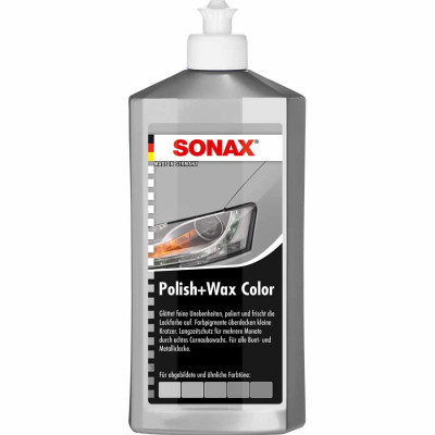 Кольоровий поліроль з воском Sonax Polish+Wax Color NanoPro сірий 250 мл 296341 