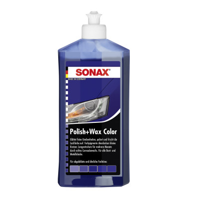 Кольоровий поліроль з воском Sonax Polish+Wax Color NanoPro синій 250 мл 296241