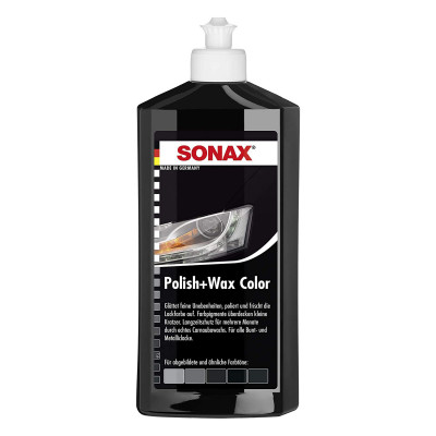 Цветной полироль с воском чёрный 500 мл Sonax Polish+Wax Color NanoPro 296100