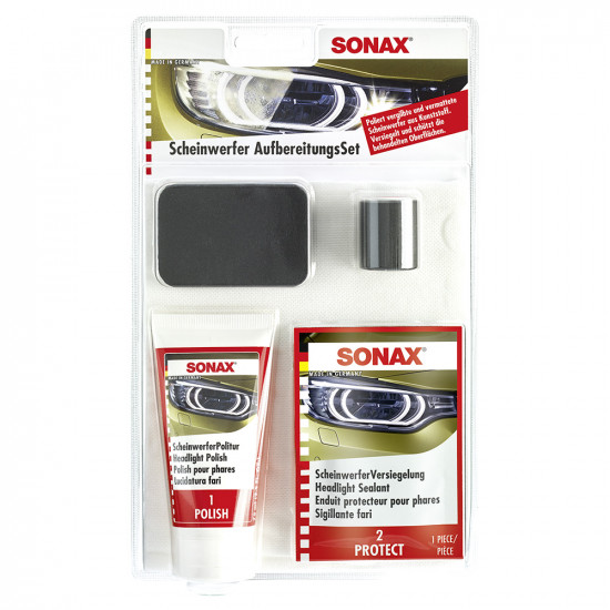 Набор для полировки пластиковых фар 75 мл Sonax Headlight Restoration Kit 405941