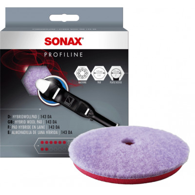Полірувальний круг Sonax Profiline Hybridwollpad 143 мм DA 493800 з натуральної вовни та поліестеру