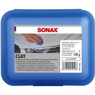 Глина для очищення лакофарбових поверхонь та скла синя Sonax Clay 112 г 450105 