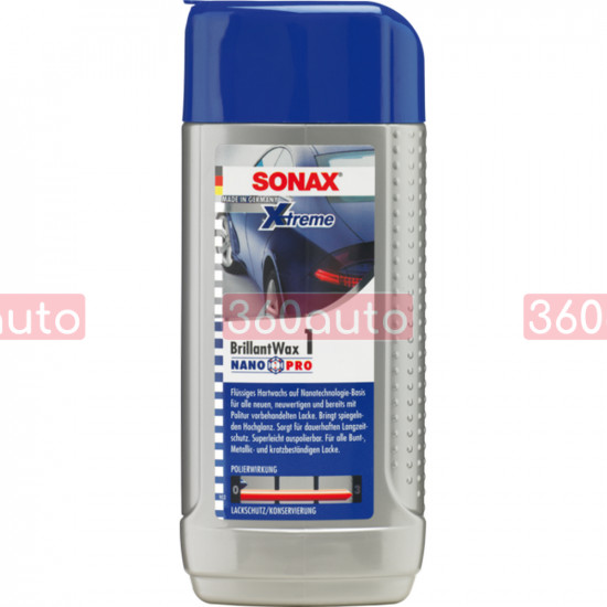 Поліроль з воском Sonax Xtreme Brilliantwax 1 Hybrid NPT 250 мл 201100 фінішний