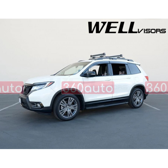 Дефлекторы окон на Honda Passport 2019- с черным молдингом WELLvisors 3-847HD043