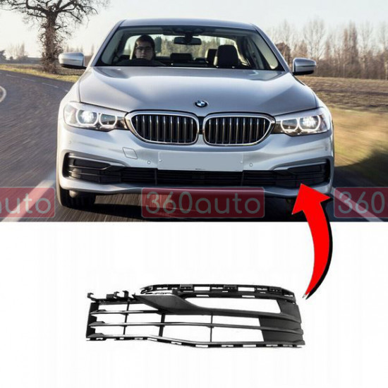 Решітка переднього бампера на BMW 5 Series G30 2017-2020 ліва Basis оригінал