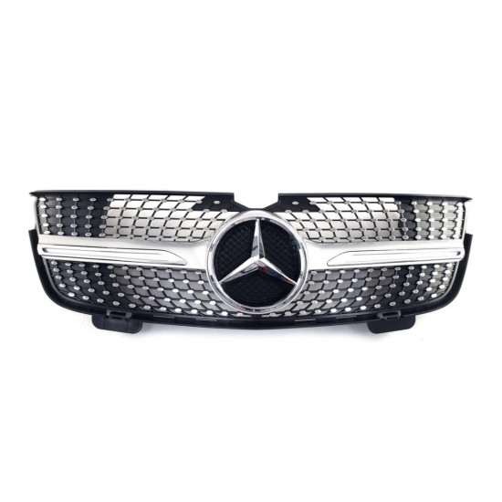 Решітка радіатора на Mercedes GL-class X164 2006-2009 Diamond сіра с хромом MB-X164064