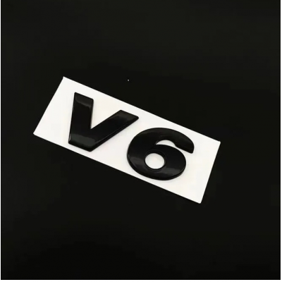 Автологотип шильдик емблема напис VW Volkswagen V6 чорний на кришку багажника