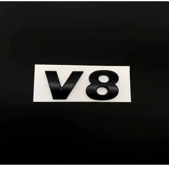 Автологотип шильдик емблема напис VW Volkswagen V8 чорний на кришку багажника