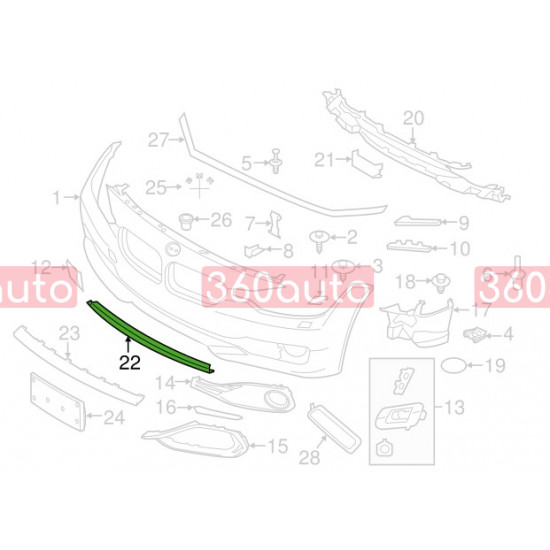 Накладка переднього бамперу для BMW 4 Series F32, F33, F36 2013-2020 оригінал 51117315473