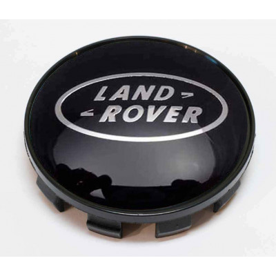 Ковпачок на титановий диск Land Rover чорний/хром лого 56мм