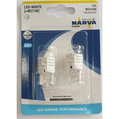 Автомобільна лампа світлодіодна Narva LED Range Performance W21W w3x16d 6500K 12V 2 шт. 180994000