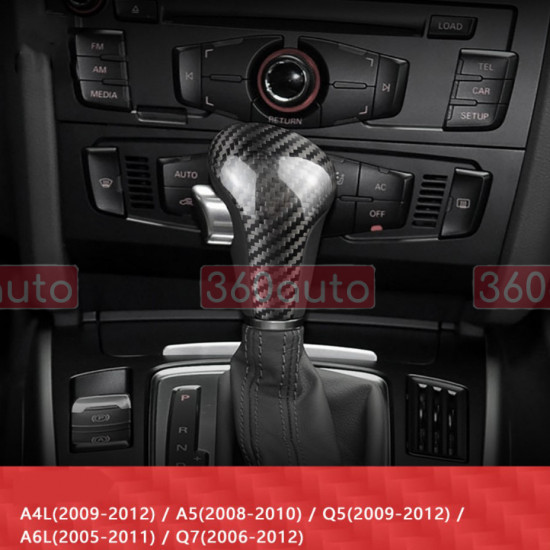 Накладка на ручку КПП для Audi A4 B8, A5 8T, A6 C6, Q5 8R, Q7 4L карбон