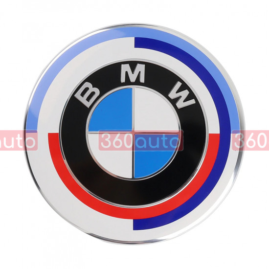 Автологотип шильдик эмблема BMW M's 50th Anniversary набор 82мм, 74мм, 45мм на руль 51148132375