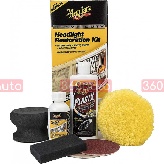 Набір для абразивного відновлення та захисту фар - Meguiar's Heavy Duty Headlight Restoration Kit (G2980)