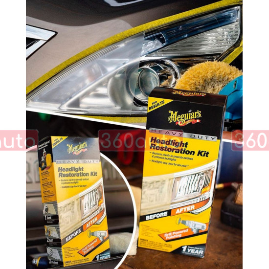 Набор для абразивного восстановления и защиты фар Meguiars Heavy Duty Headlight Restoration Kit G2980