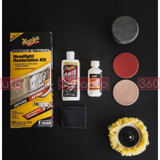 Набір для абразивного відновлення та захисту фар - Meguiar's Heavy Duty Headlight Restoration Kit (G2980)