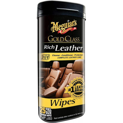 Салфетки для ухода за кожаным салоном Meguiars Gold Class™ Rich Leather Wipes 18х23 см 25 шт G10900