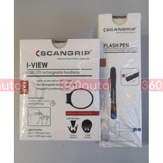 Набір майстра ліхтар налобний + ліхтар ручка - Scangrip I-View/Flash Pen (49.0408)