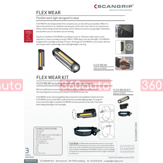 Фонарь аккумуляторный - Scangrip Flex Wear (03.5810)