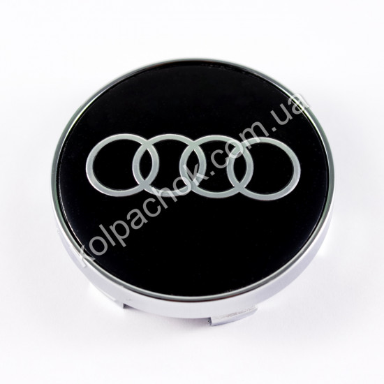 Колпачок на титановый диск Audi черный/хром лого 60мм