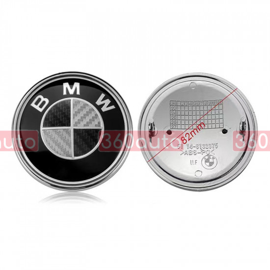 Автологотип шильдик эмблема BMW черно-белый карбон 82мм