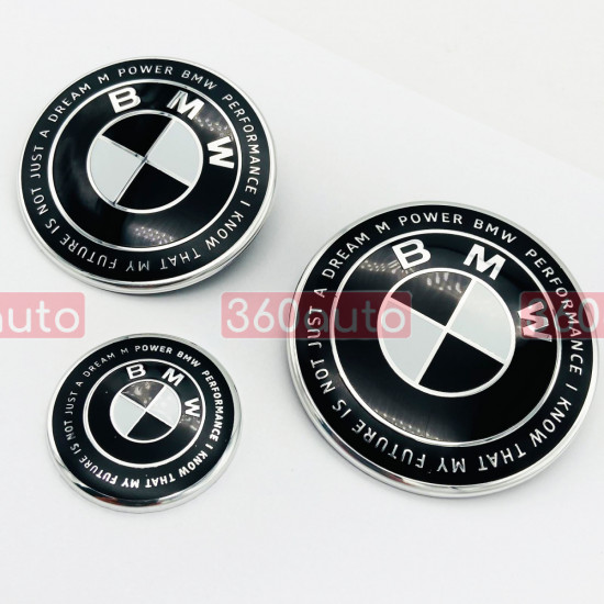 Автологотип шильдик емблема BMW M's 50th Anniversary чорно-білий набір 82мм, 74мм, 45мм на кермо 51148132375