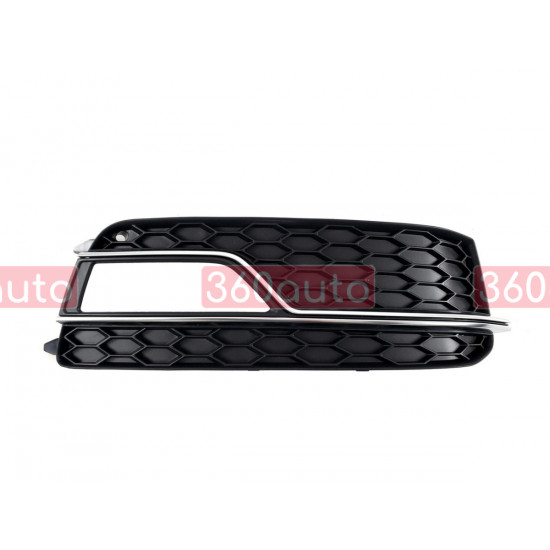 Решетки переднего бампера на Audi A5 2011-2015 S-Line чорний с серым под ПТФ