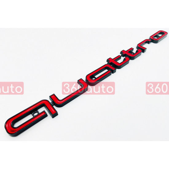 Автологотип шильдик эмблема Quattro на решітку радіатора в стилі RS Red Black для Audi