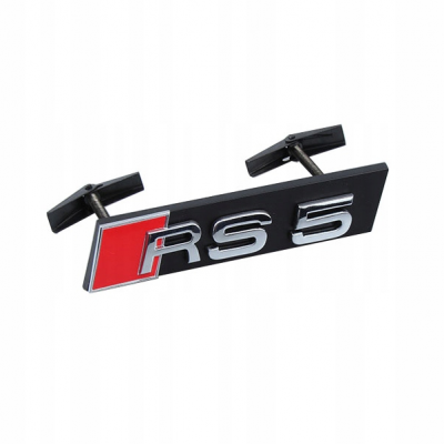 Автологотип шильдик емблема напис Audi RS5 в решітку радіатора хром