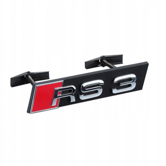 Автологотип шильдик емблема напис Audi RS3 в решітку радіатора хром
