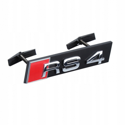 Автологотип шильдик емблема напис Audi RS4 в решітку радіатора хром