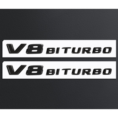 Автологотип шильдик эмблема надпись Mercedes V8 Biturbo black комплект 2шт