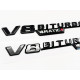 Автологотип емблема напис Mercedes V8 Biturbo 4matic+ black 2штуки чорний глянець