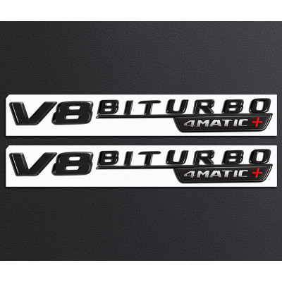Автологотип шильдик эмблема надпись Mercedes V8 Biturbo 4matic+ black x2