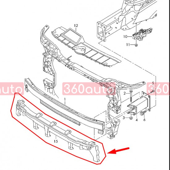 Абсорбер переднього бампера на Audi Q5 2017-2021 VAG 80A807550C