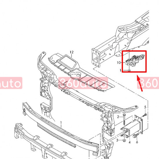Крепление переднего бампера на Audi Q5 2017-2021 справа VAG 80A807284A