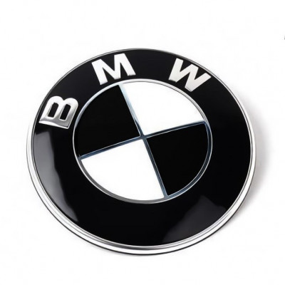 Автологотип шильдик эмблема BMW черно-белый 82мм