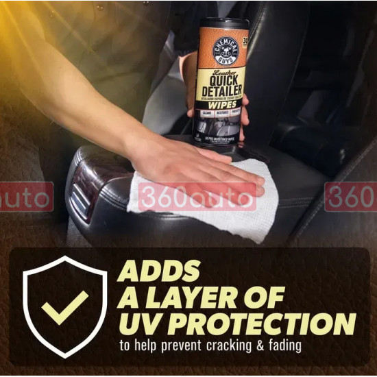 фетки Chemical Guys Leather Cleaner Car Cleaning Wipes for Leather в тубусі 30штук