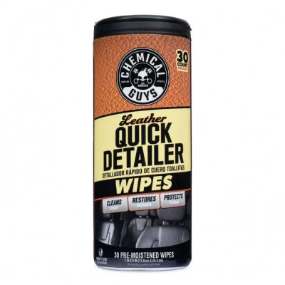 Салфетки Chemical Guys Leather Cleaner Car Cleaning Wipes for Leather в тубусе 30штук